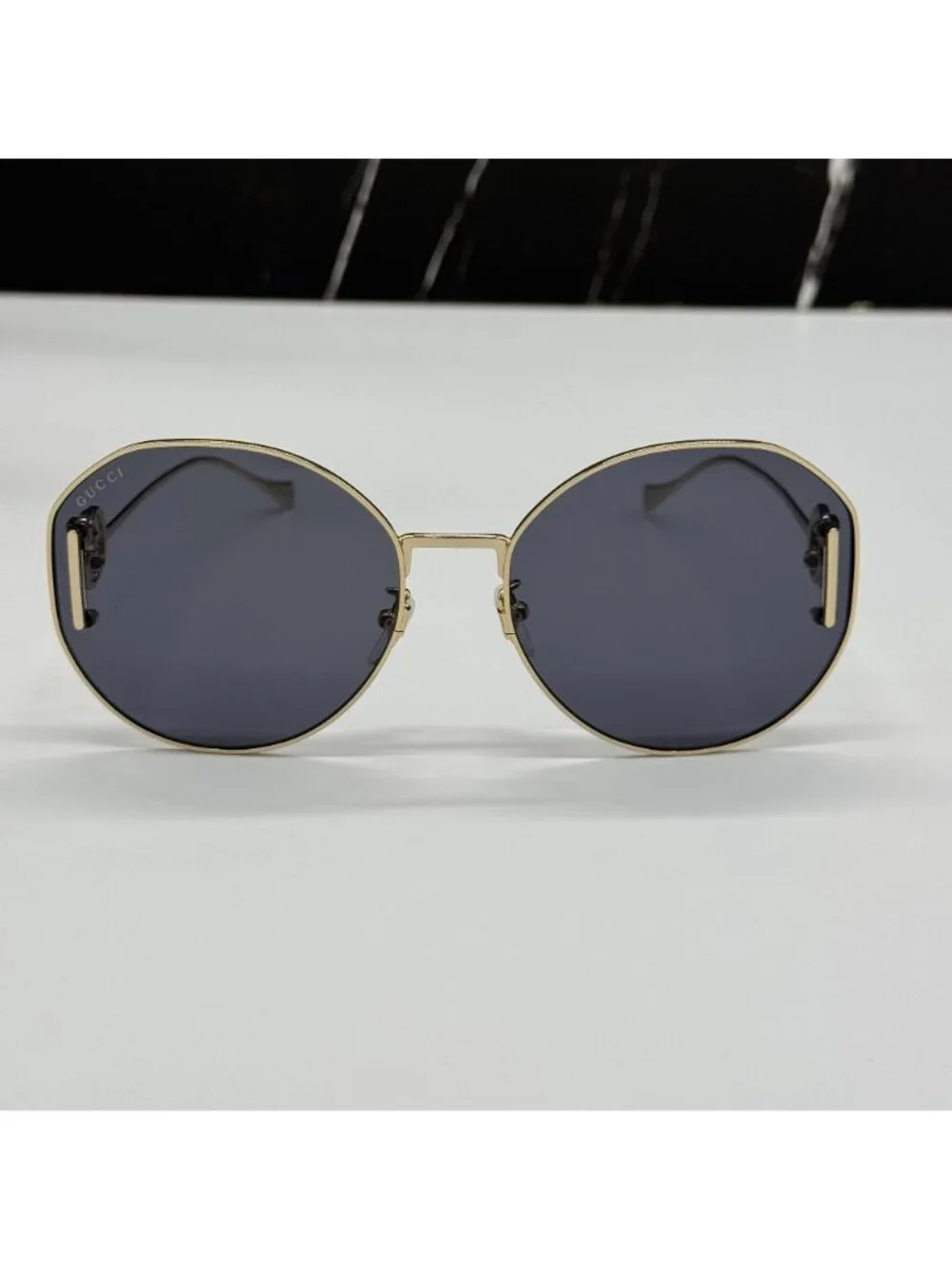 New Gucci GG1206SA 002 Women Oversized Gold Gray Sunglasses